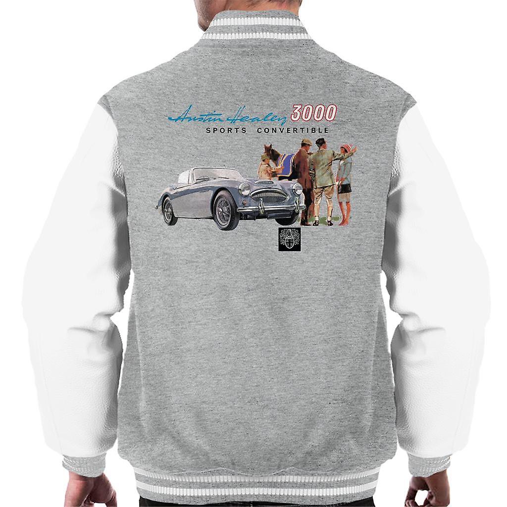 Austin Healey 3000 Sports Convertible British Motor Heritage Men's Varsity Jacket Heather Grey/White Medium