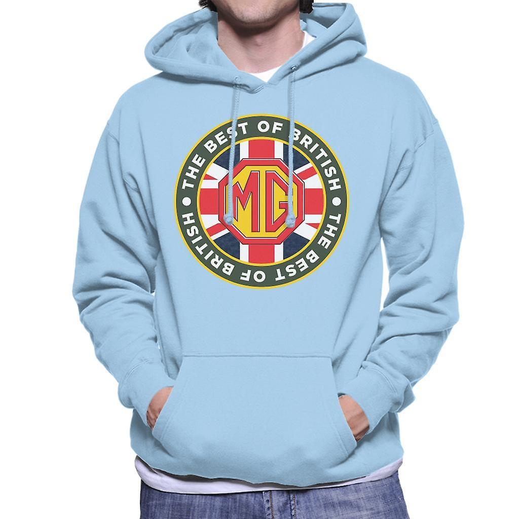 MG The Best Of British Motor Heritage Men's Hooded Sweatshirt Sky Blue Large