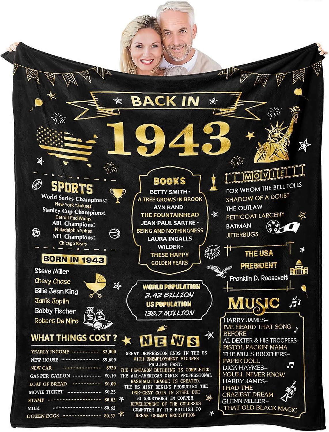 LINCMAN 80th Birthday Gifts for Women Men Blanket, Happy 80th Birthday Decorations for Women Men, Best 80th Birthday Gifts for 80 Year Old Woman, 1...