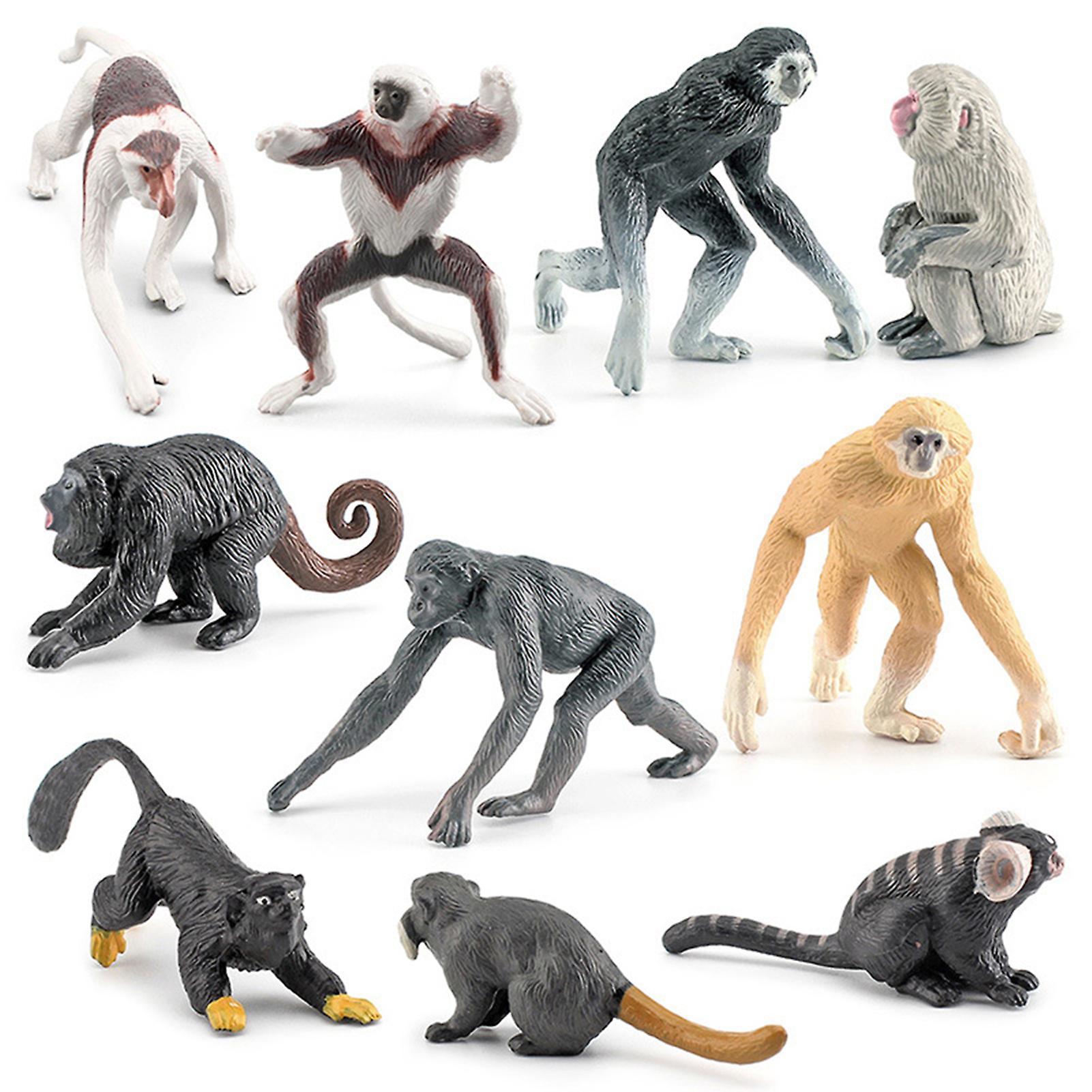 Domeilleur 10pcs Realistic Primates Figures Simulation Animal Figurines Kid Educational Toy