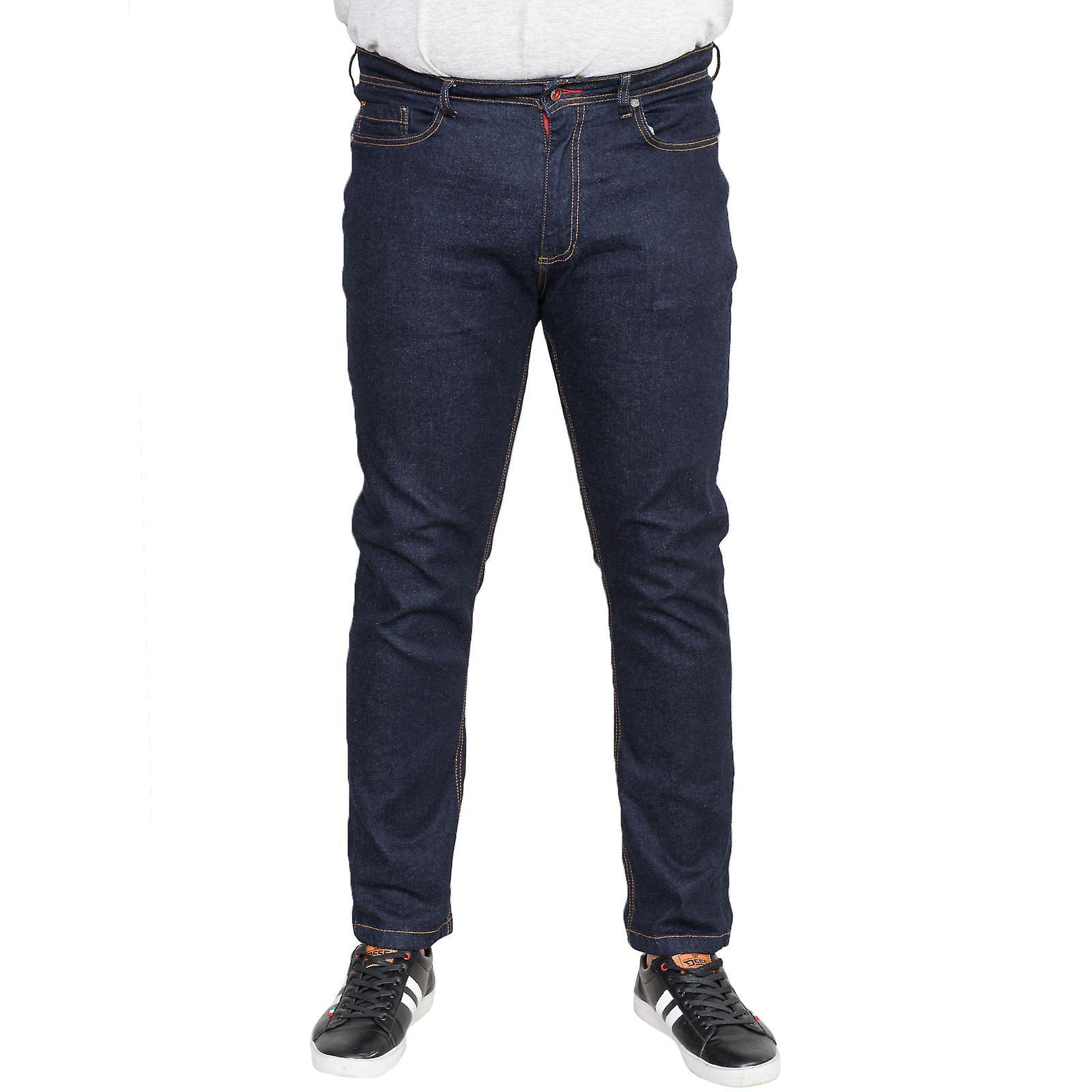 D555 Mens Cedric Big Tall King Size Tapered Fit Stretch Jeans Trousers Pants Indigo 46L UK