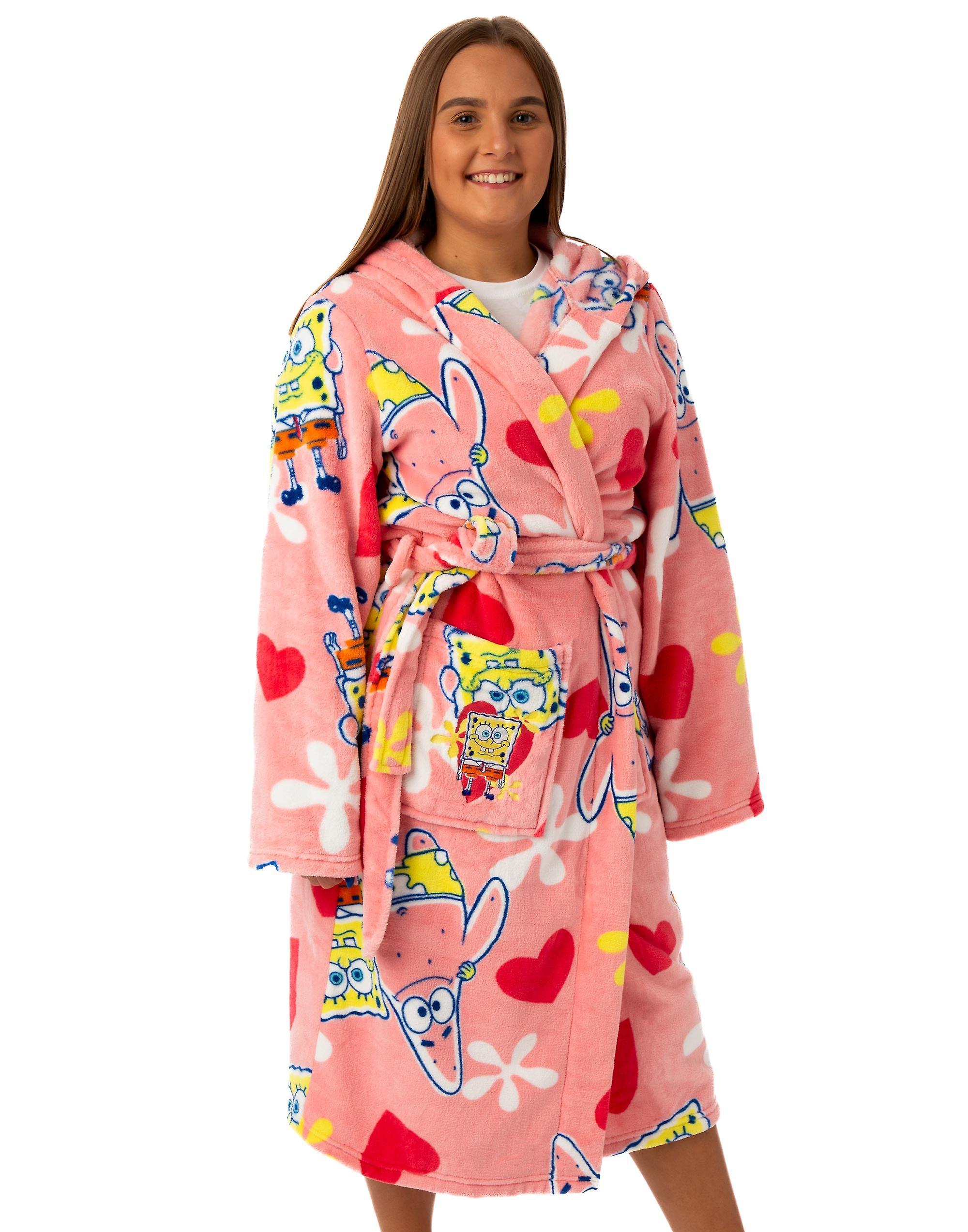 SpongeBob SquarePants Womens Hooded Bathrobe Pink Medium