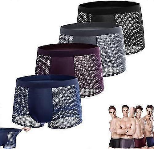 Rhafayre 4-Pack Drop Daddy Bamboo Boxer Briefs, Men's All Day Comfort, Bamboo Underwear for Men, Bamboo Shorts for Men, Bamboo Fiber Boxer Briefs L