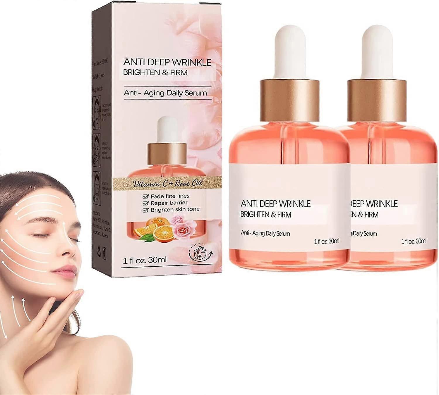 Frusde Advanced Deep Anti-Wrinkle Serum, Vitamin C Rose Firming Essence, Anti Aging Collagen Serum 2pcs