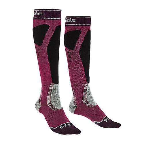 Bridgedale Womens Easy On Ski Socks Merino Wool Performance Elastane Sock Magenta/Black M