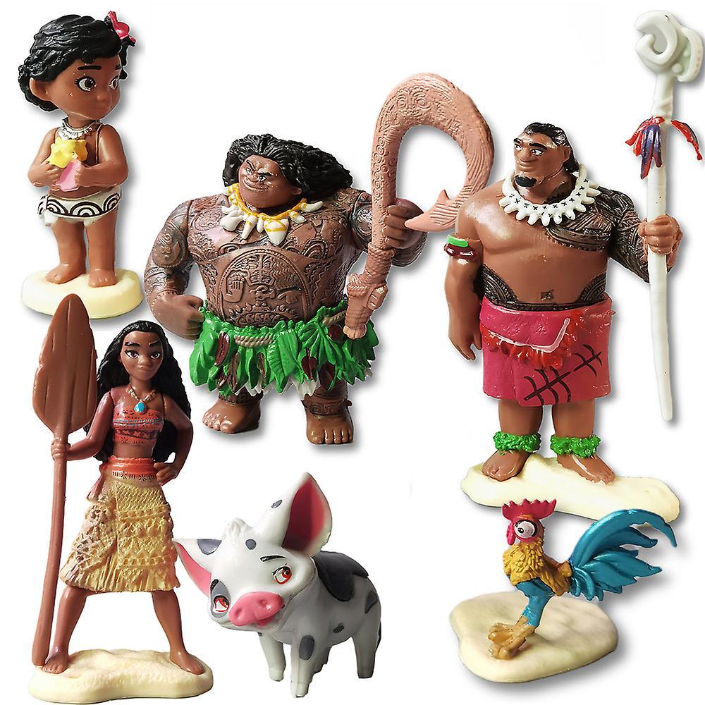 Ochime 6pcs Moana Figure Toys Pvc Model Mini Figures Set Cake Toppers Supplies Kids Gifts