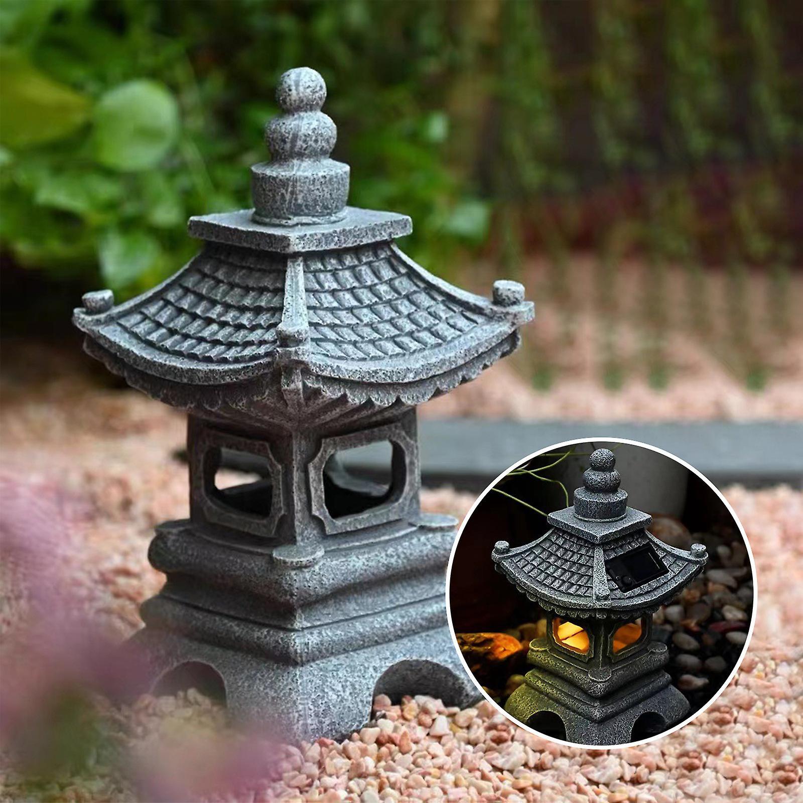 Kakanwo Solar Light Outdoor Pagoda Garden Statue, Solar Statue Garden Decoration, Outdoor Garden Lantern, Led Garden Lights With Simulated Pagoda C...