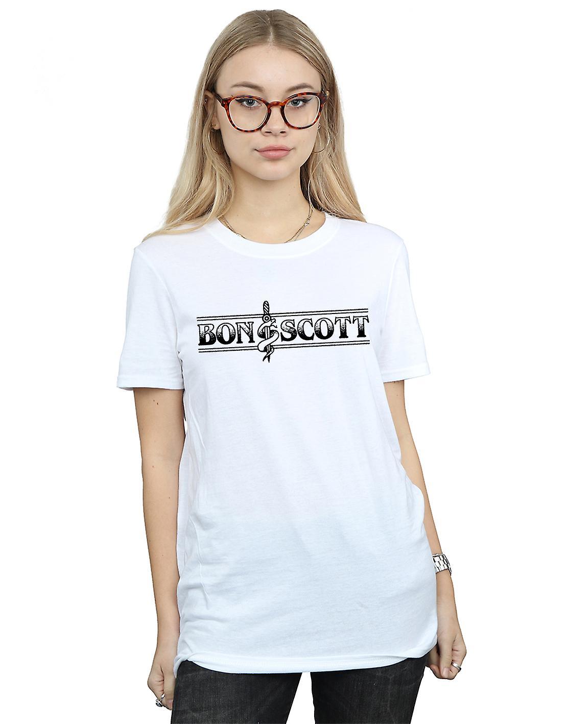 Absolute Cult Bon Scott Women's Bemguit Grime Boyfriend Fit T-Shirt White XXXX-Large