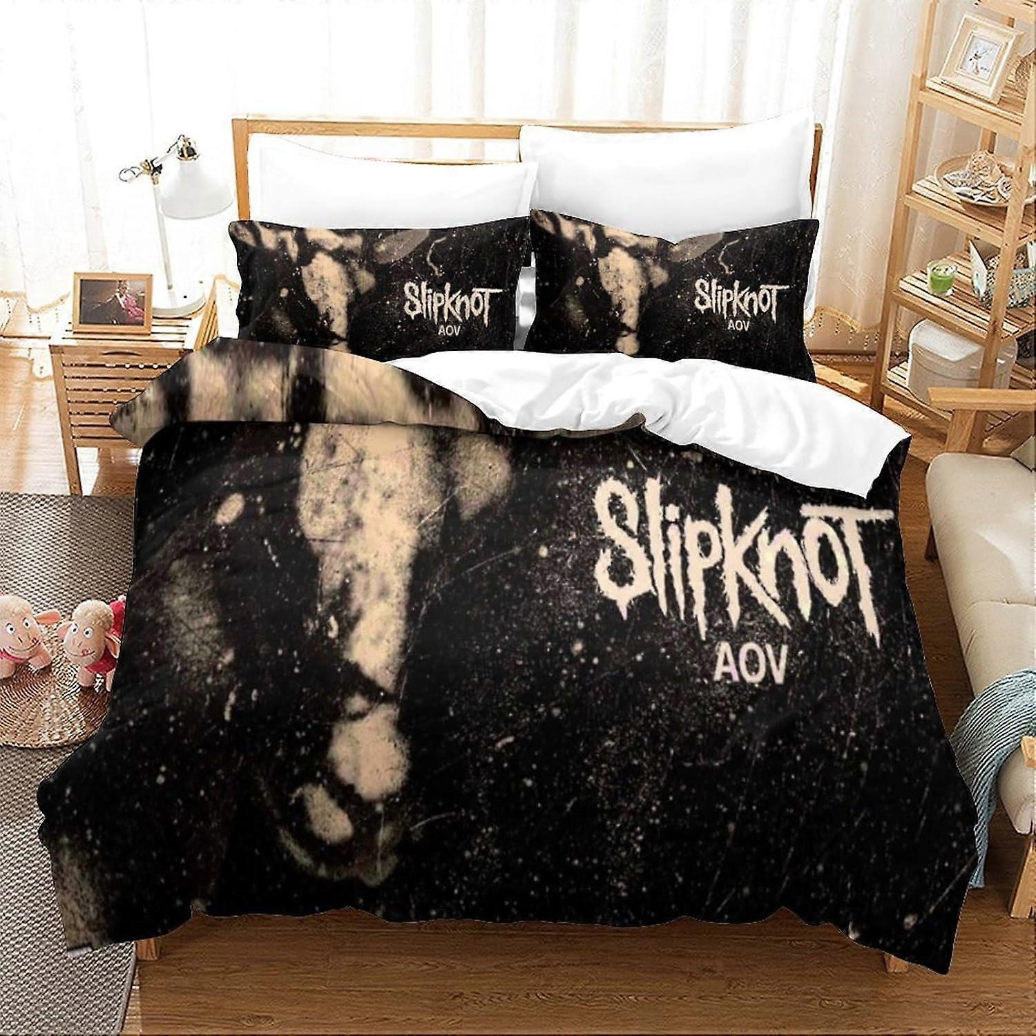 Kerota 3D Slipknot Bedding Duvet Cover Soft Microfiber Bedding Set Boys Kids Adults Duvet Cover Set with 2 Pillowcases Single135x200cm