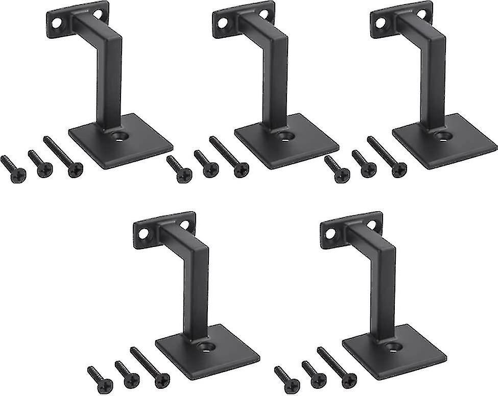 Cryin 5 Pack Handrail Brackets For Wooden Handrail Black Indoor Wall Accessory Stair Railing Bracket (matte Black)