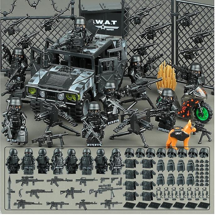 YM Studio New version Hummer Base Building Block Model Weapons Explosion proof Police Special Forces Assembly Toys