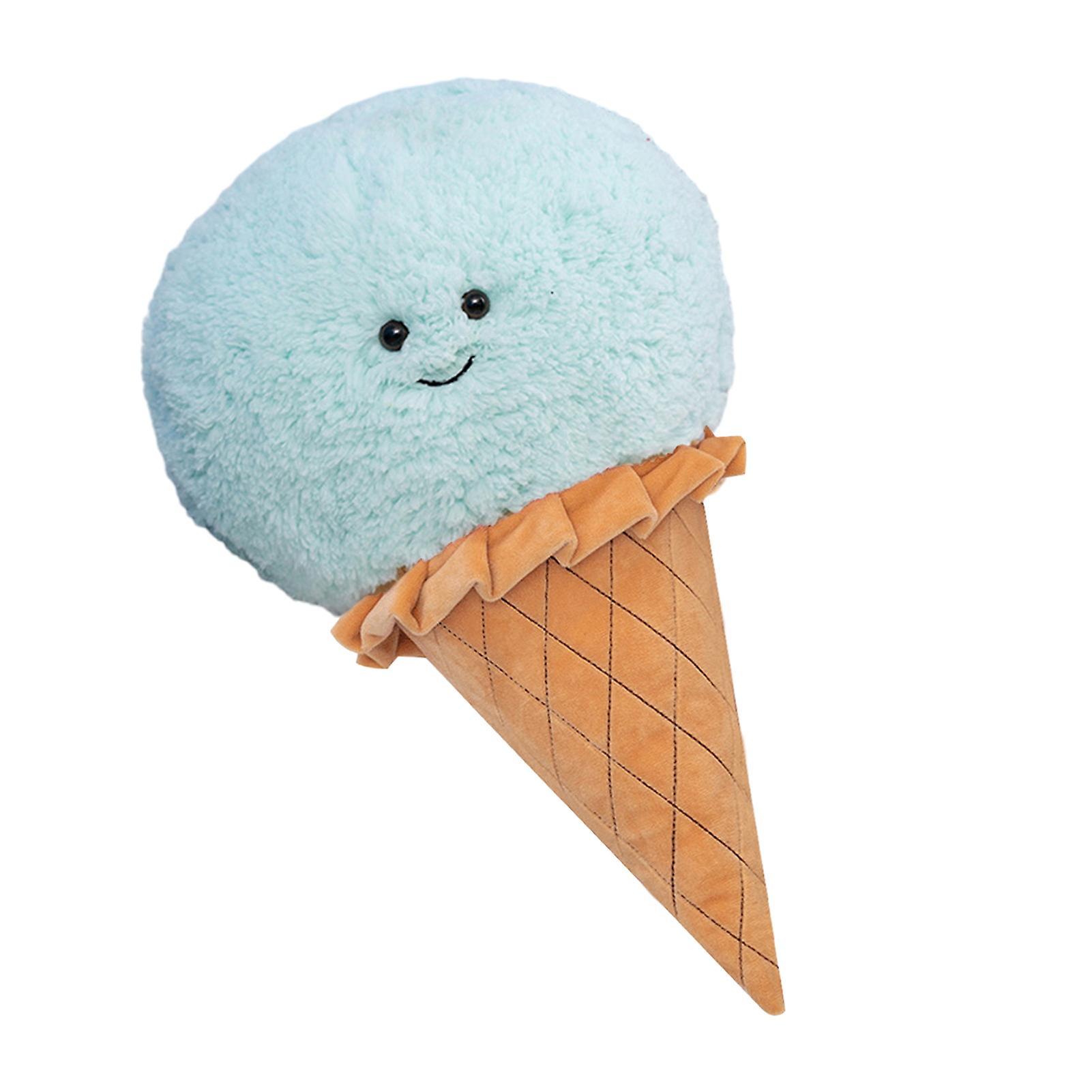 Bluethy Ice Cream Plush Toy Cartoon Colorful Ice Cream Doll Stuffed Doll Pillow Home Party Decoration Blue