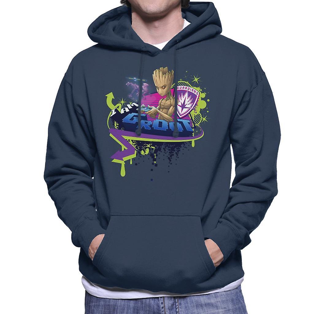 Marvel Guardians Of The Galaxy Teenage Groot Gaming Men's Hooded Sweatshirt Navy Blue X-Large