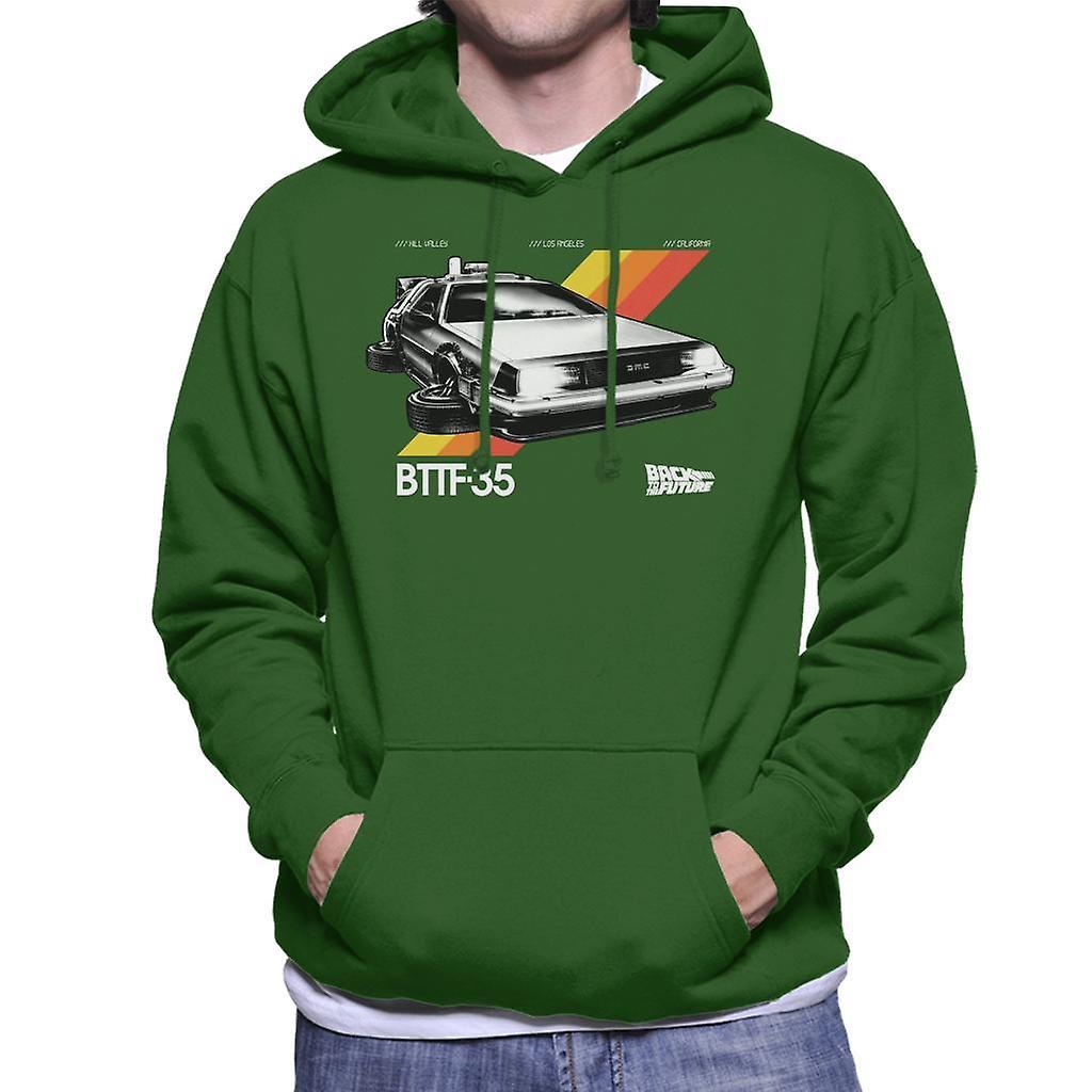 Back to the Future 35th Anniversary Delorean Men's Hooded Sweatshirt Bottle Green Large