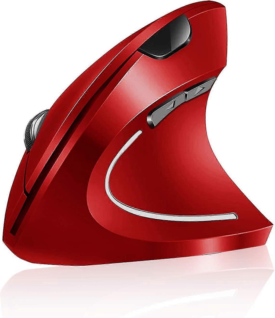 Jeek Ergonomic Rechargeable Wireless Mouse, 2.4hz Rechargeable Wireless Vertical Optical Mice With Usb Receiver, 6 Buttons, 800/1200/1600 Dpi Red