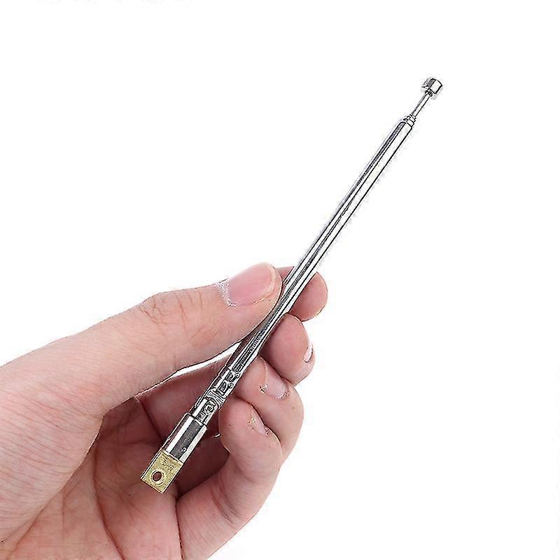 Unbrandded 1pc 37cm 5 Section Telescopic Stainless Steel Am Fm Radio Universal Antenna