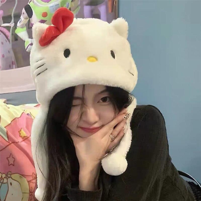 Cryin Kawaii Sanrio Plush Hat Hello Kitty My Melody Cartoon Winter Windproof Warm Headgear Student Cute Anime Girls Ear Protection Cap KT