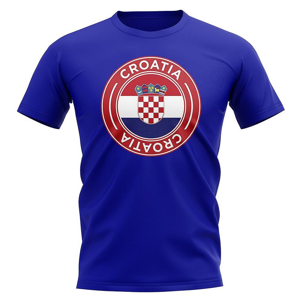 UKSoccerShop Croatia Football Badge T-Shirt (Royal) Blue XLW