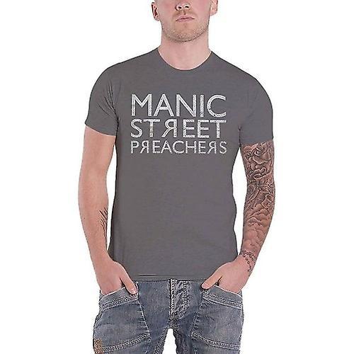 Manic Street Preachers Unisex Adult Reversed Logo Cotton T-Shirt Charcoal Grey S