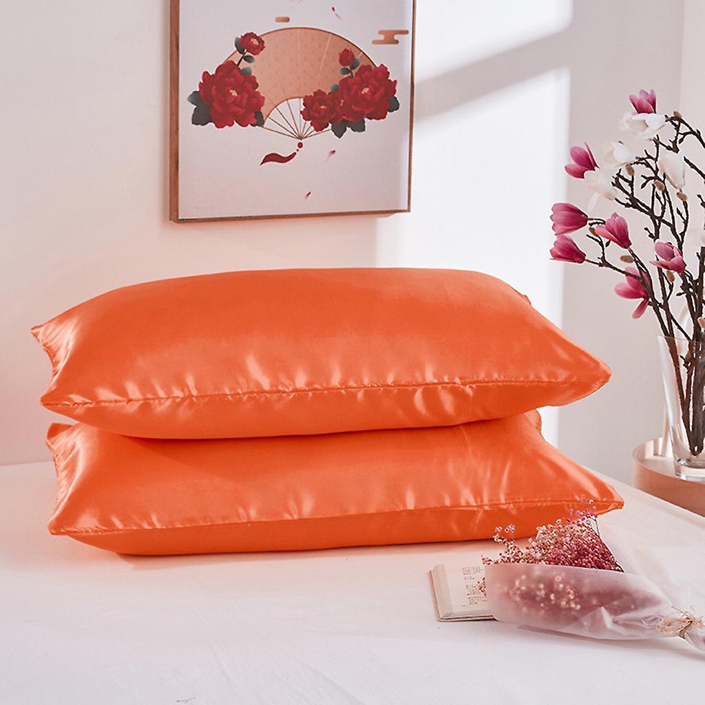 Gaoguang Mardi Gras Gifts Pillowcase Satin Silk Color Bedding Envelope Closure Pillowcases Orange