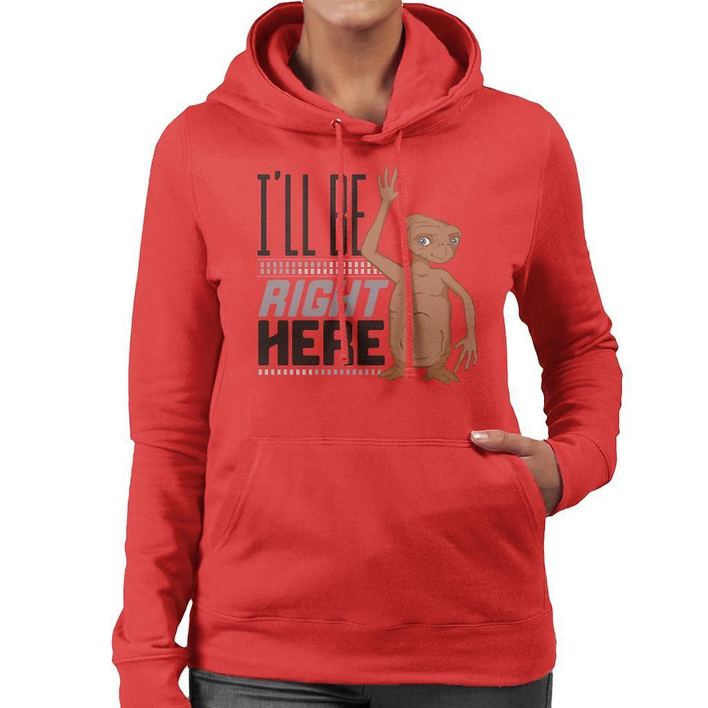 E.T. E.T. Ill Be Right Here Women's Hooded Sweatshirt Red Small