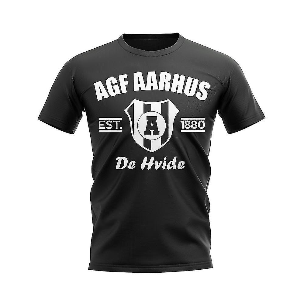 UKSoccerShop AGF Aarhus Established Football T-Shirt (Black) XLB (12-13 Years)