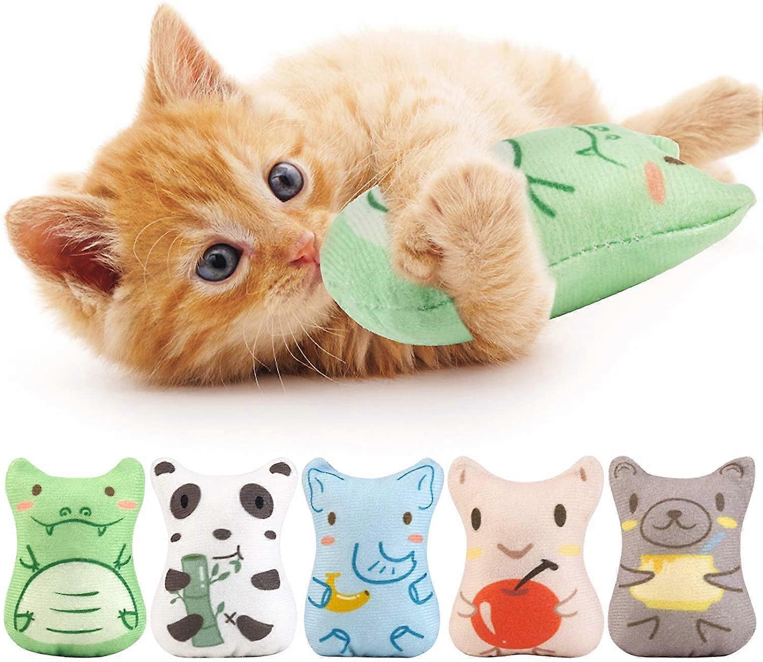 Tinor Catnip Toys for Indoor Cats - 5PCS Plush Cat Chew Toys Teething Interactive Catnip Filled Kitten Toy Soft Pet Toy