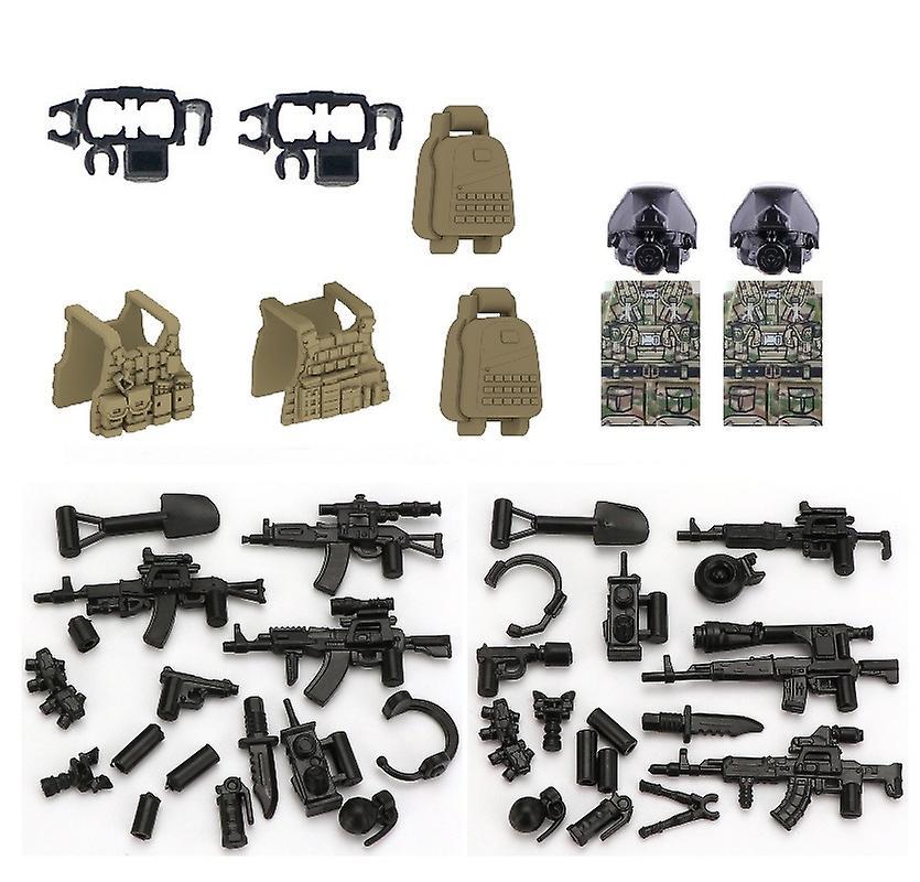 Aionyaaa Russian Alpha Modern Heads Soldier Gun Moc Swat City Police Military Weapons Playmobil Figures Building Block Brick Mini Toys Wood