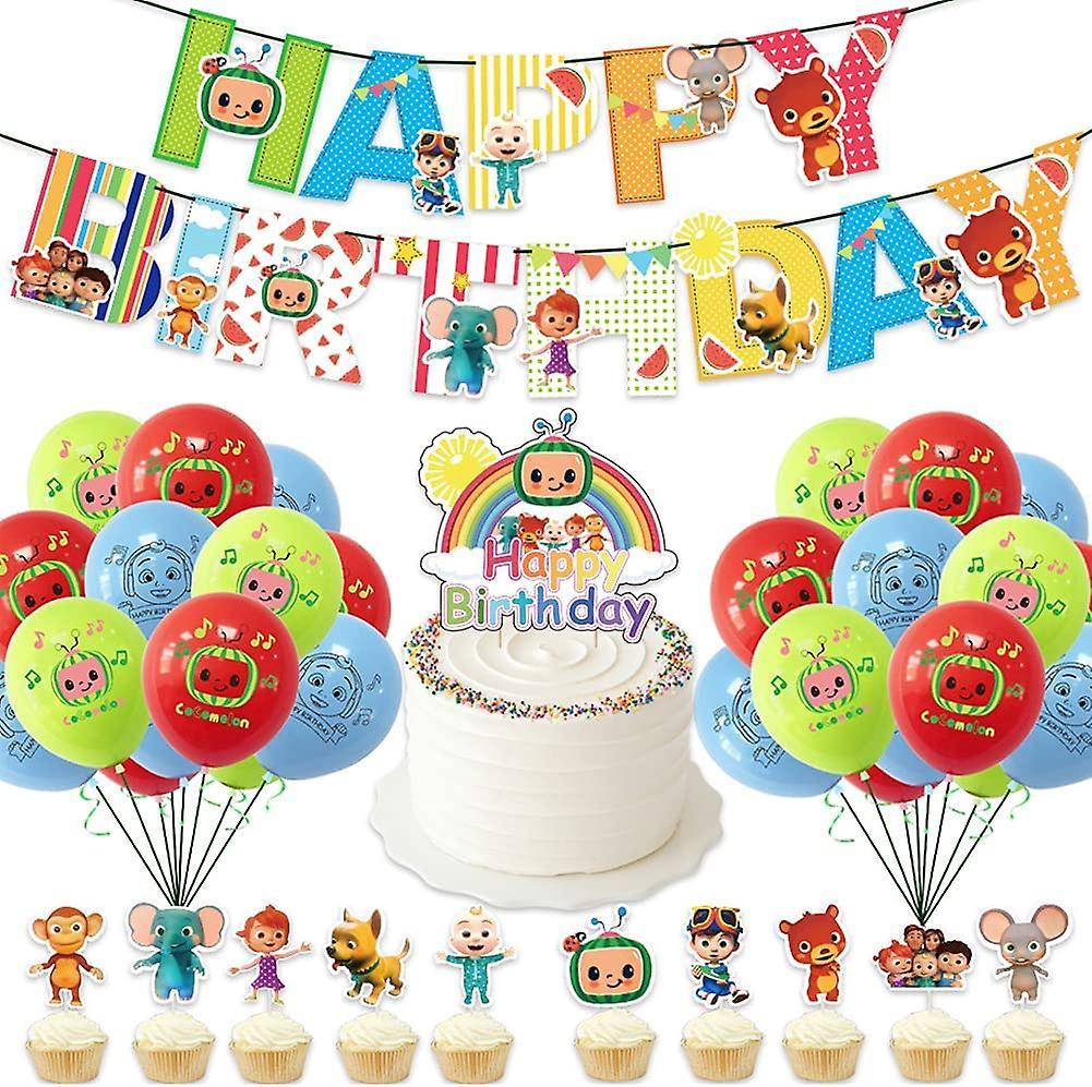 Ubiuo 37 Pcs Melon Birthday Party Supplies Set, Melon Theme Party Decorations, Include Happy Birthday Banner, Cupcake Toppers, Balloons, Kids Party...