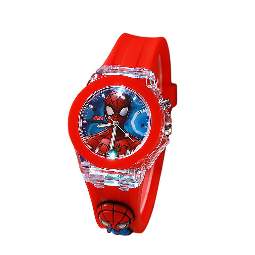 Sevenday Kids Cartoon Silicone Night Luminous Quartz Watch Bracelet Led Flashing Wrist Watches Bracelet Gift Spiderman