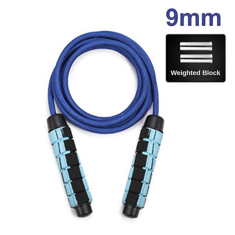 Jump Rope Crossfit Boxing Heavy Skipping Rope Foam Grip Handles for Fitness Workouts Endurance Strength Training  Yoga & Pilates Blocks Blue-9mm We...