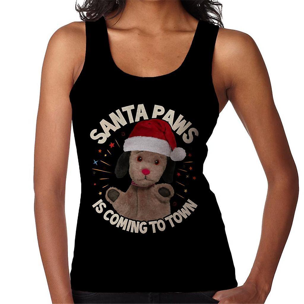 Sooty Christmas Sweep Santa Paws Is Coming To Town Women's Vest Black XX-Large