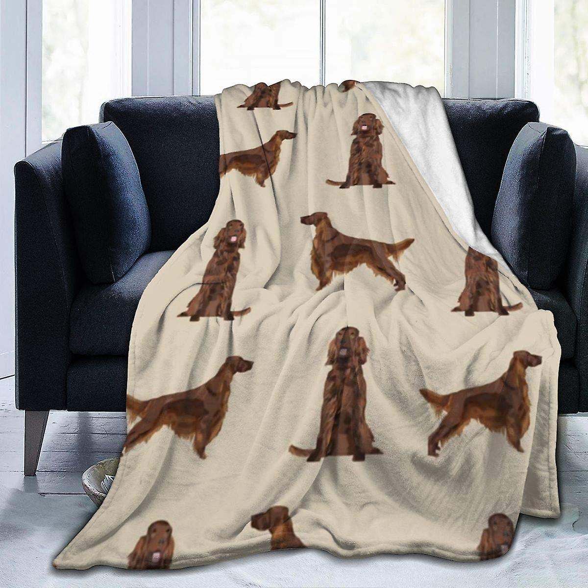 Kerota Flannel Fleece Travel Throw Blanket, Irish Setter Dog Breed Pet Pattern Gifts for Irish Setters Blankets for Fall Work, Air Conditioning Bla...