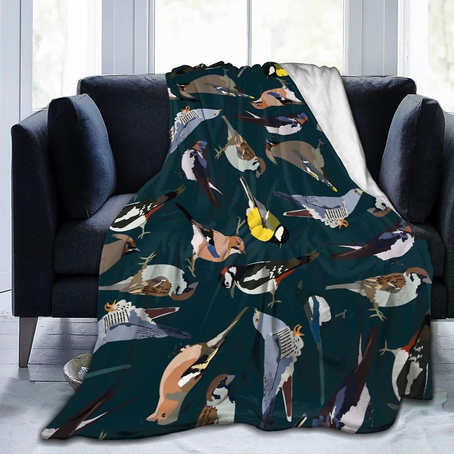 Kerota Blanket Birds Lightweight Flannel Blankets Soft Fluffy Single Blanket Anti Static for Couch Bed 50x40in 125x100cm