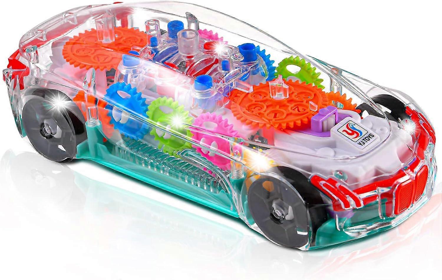 Heyone TRANSPARENT TOY CAR with visible colorful moving gear system, lights and sounds transparent electric car toy LED light effects (sports car)