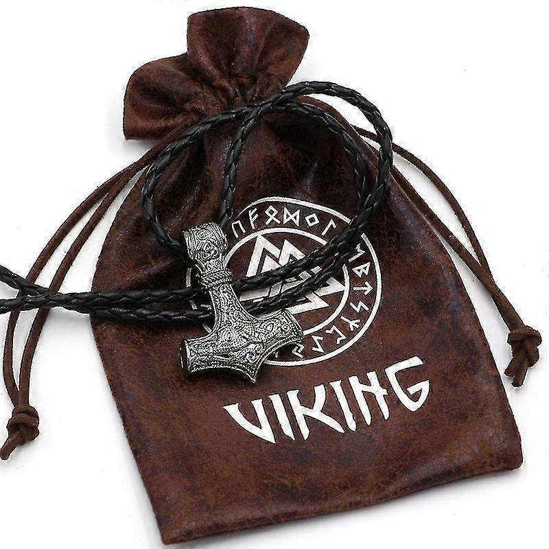 Unbrand Norse Viking Thor's Hammer Talisman Necklace, Men Vintage Amulet Pendant COLOR 7