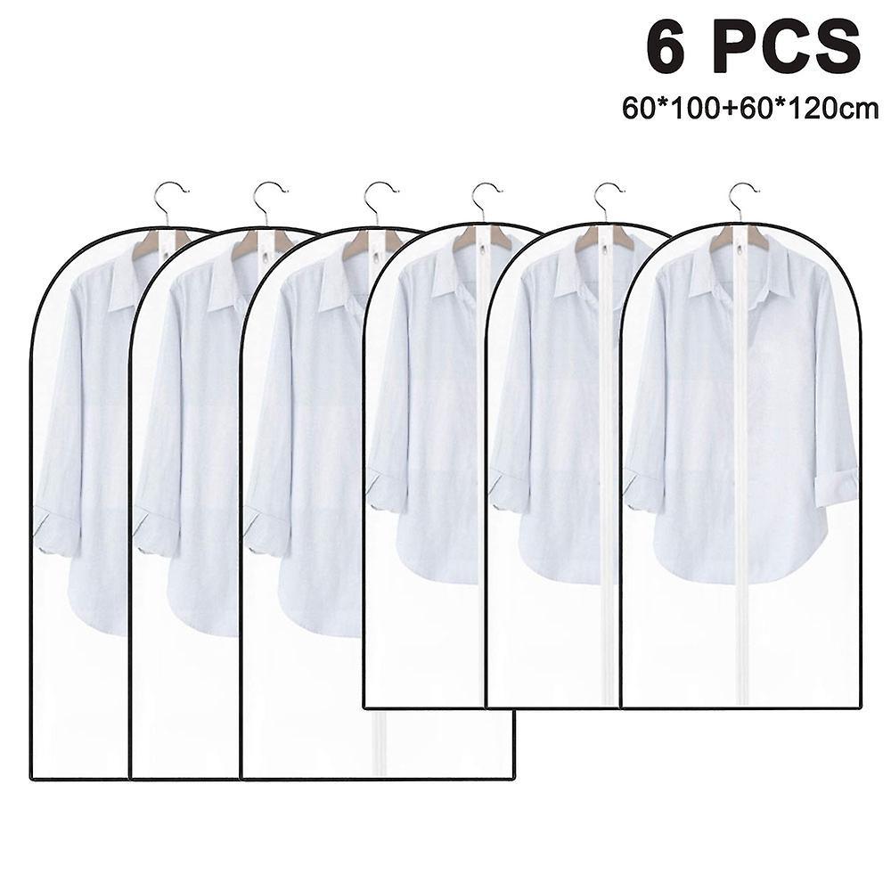 Dhrs Hanging Moth Proof Garment Bag Cover Lightweight Clear White Peva Breathable Bags (pack Of 6) With Study Full Zipper For Suit Clothes Storage ..