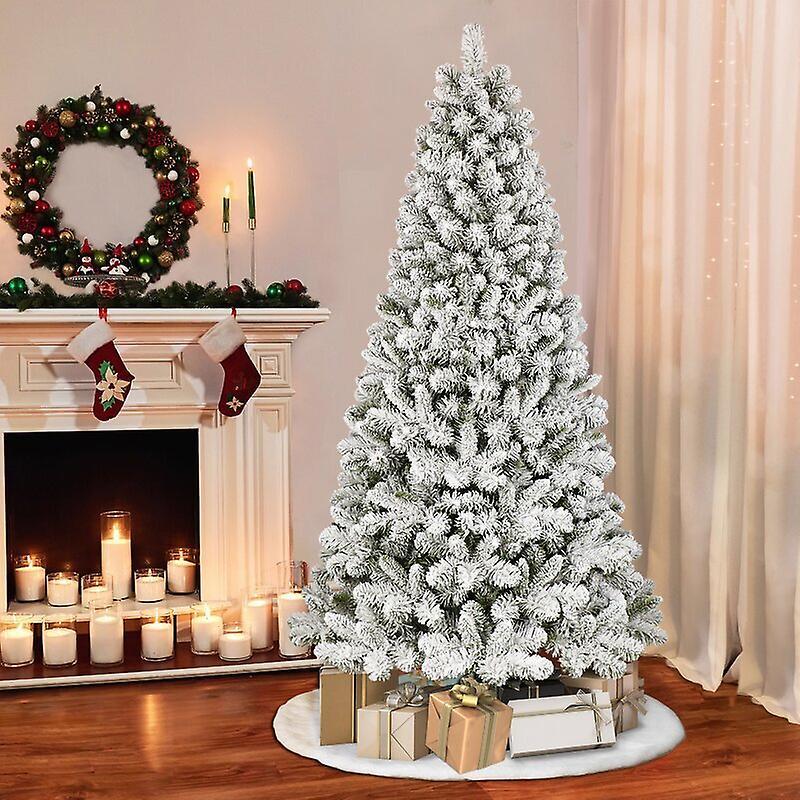 Mmcici Flocked Christmas Tree, Fake Snow Christmas Tree White Artificial Xmas Tree 1.2M