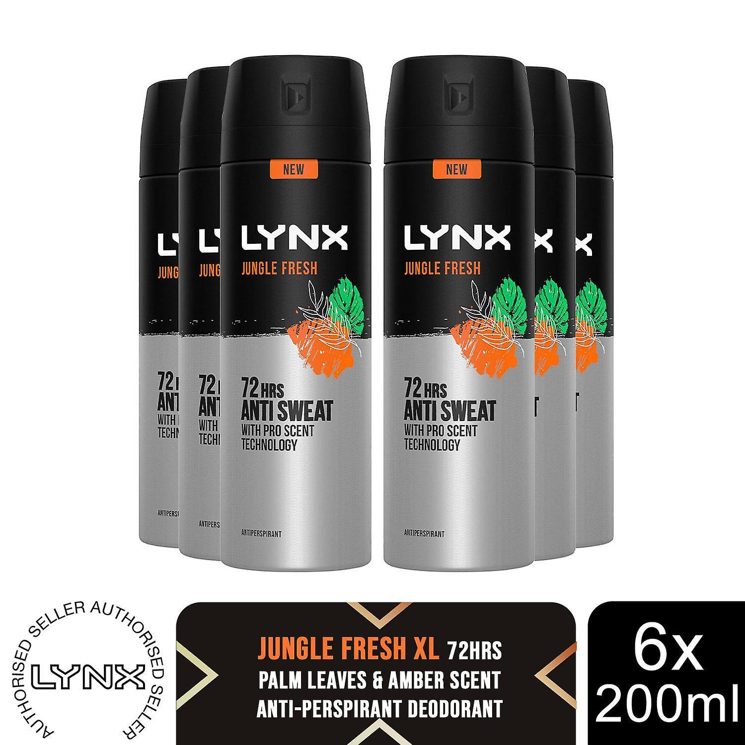 Lynx Jungle Fresh Antiperspirant Spray 72H Protection Deodorant 200ml, 6 Pack