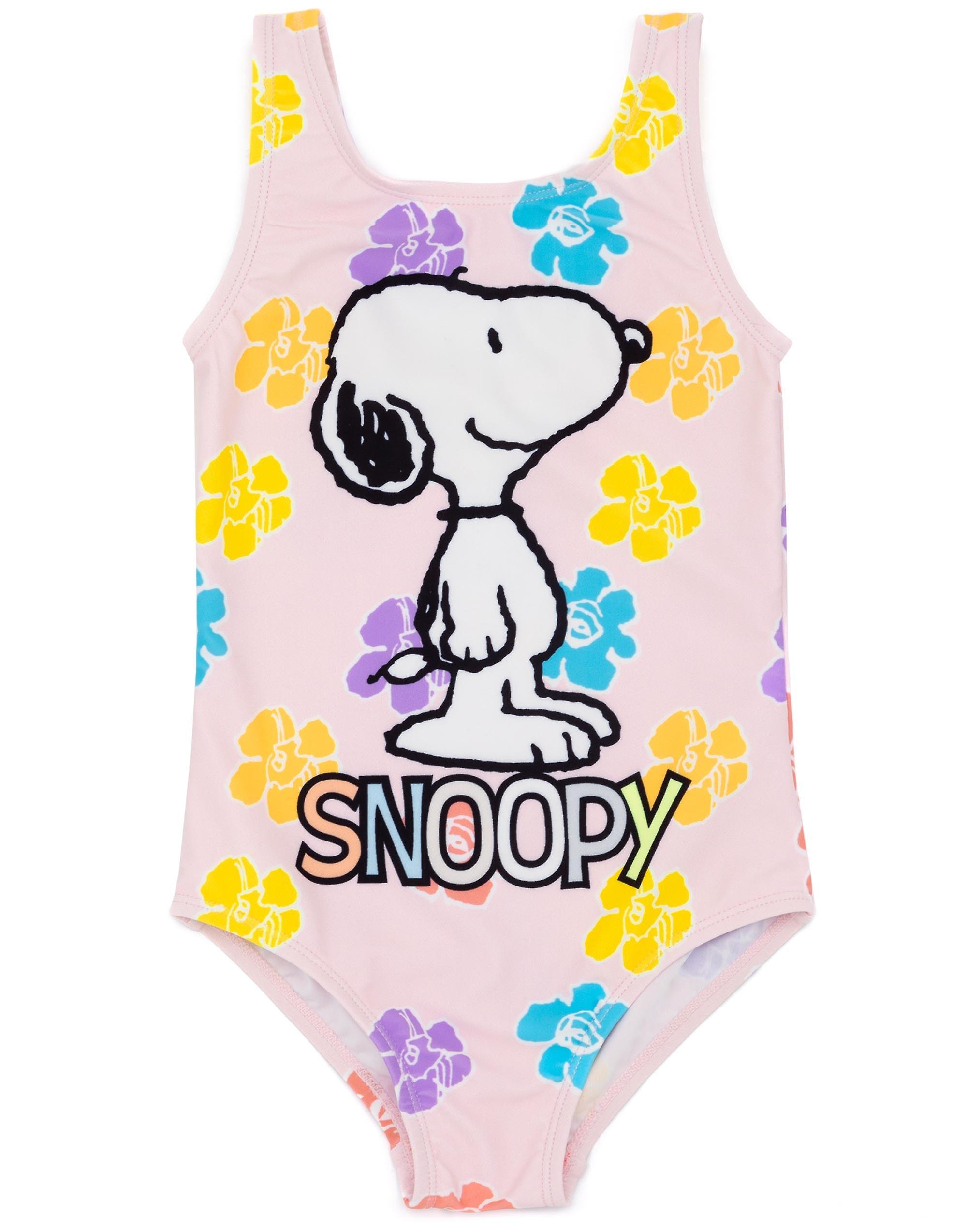 Peanuts Girls 1 Piece Swimming Costume Pink Snoopy 6-7 Years