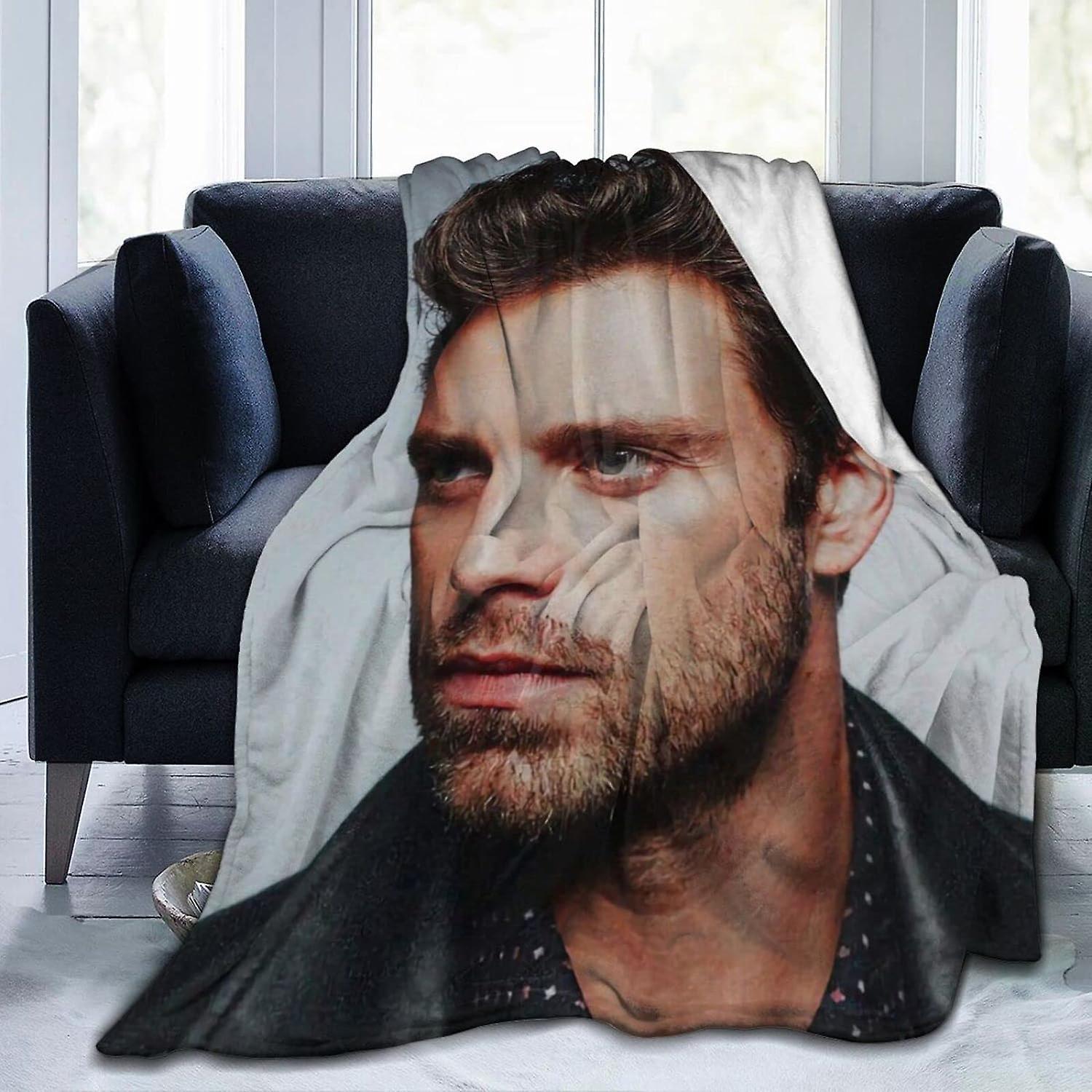 Kerota IF1587 Sebastian Stan & Bucky Barnes Fleece  Throw  Lightweight Super Soft Cozy Luxury Bed  Microfiber 50x40in 125x100cm