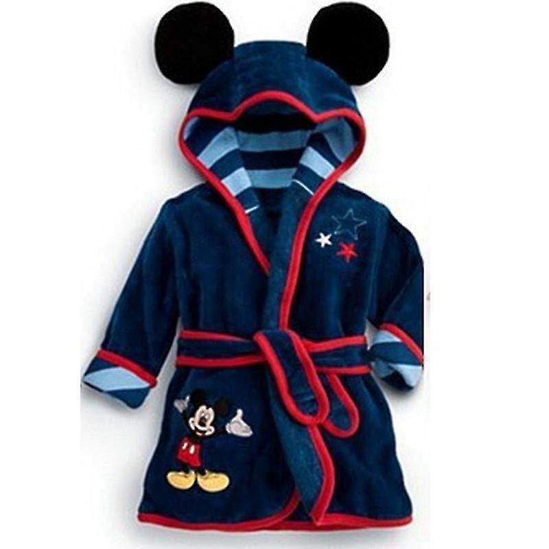 Sfygv Toddler Baby Kids Boys Hooded Bathrobe Mickey Mouse Soft Fleece Dressing Gown Cartoon Nightwear Pajamas 1-2 Years