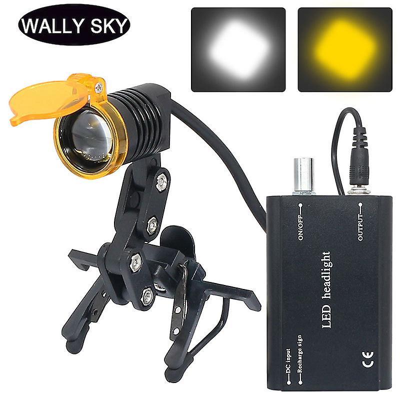 Lamps Dental Led Head Light For Dental Loupes Dentist With Yellow Filter Glasses Clip Rechargable Lamp Adjustable Brightness