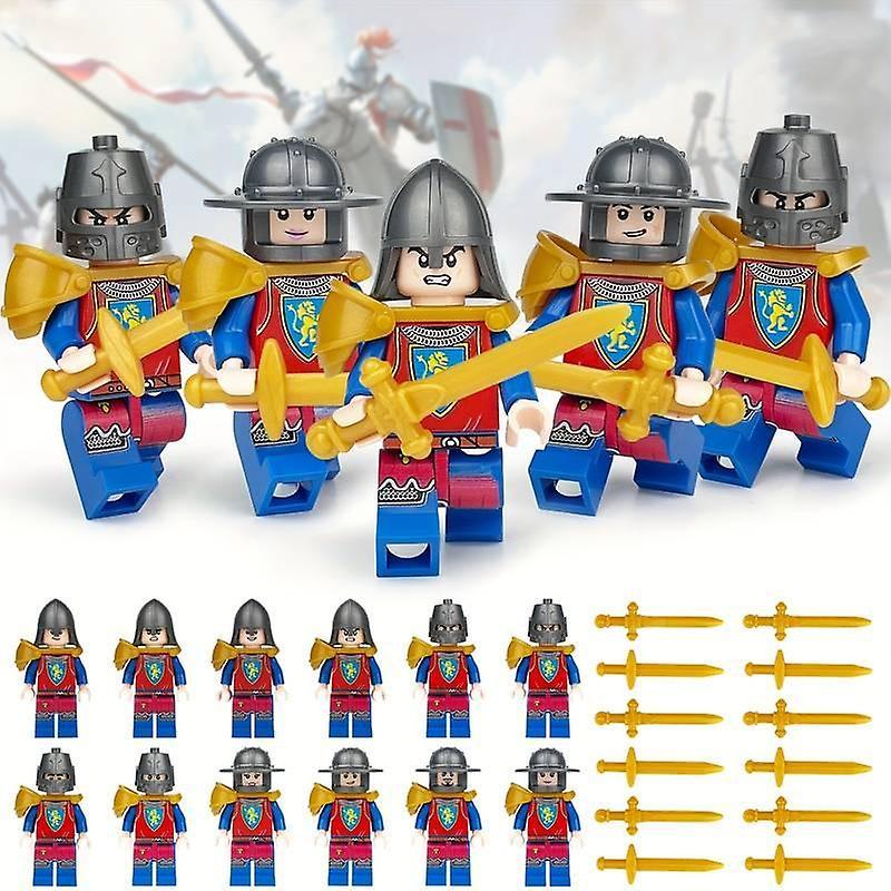 YM Studio 12pcs Medieval Infantry Knight Footman Legions Guard Build Your Own Epic Battle Figure Building Block Collection