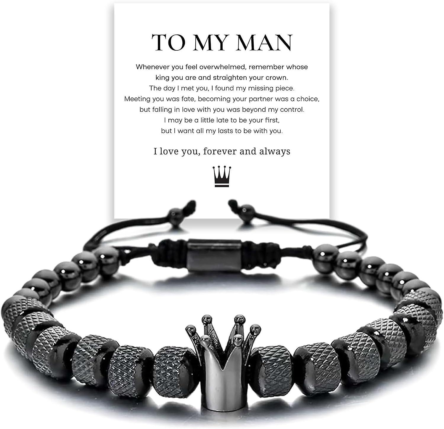 Morakot To My Man Bracelet For Men, Infinity Leather Braided Husband Birthday Inspirational Gifts From Wife I Love You Forever And Always Handmade ...