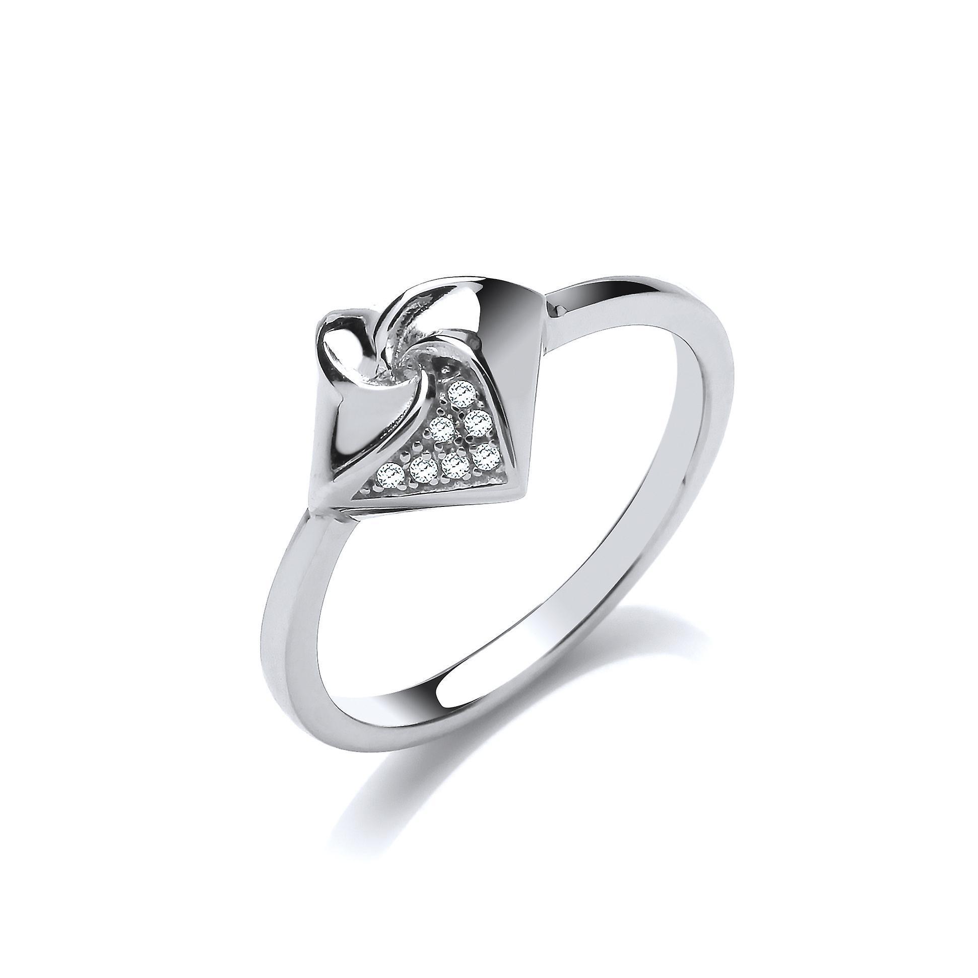 Silver CZ Swirling Square Dress Ring - GVR832