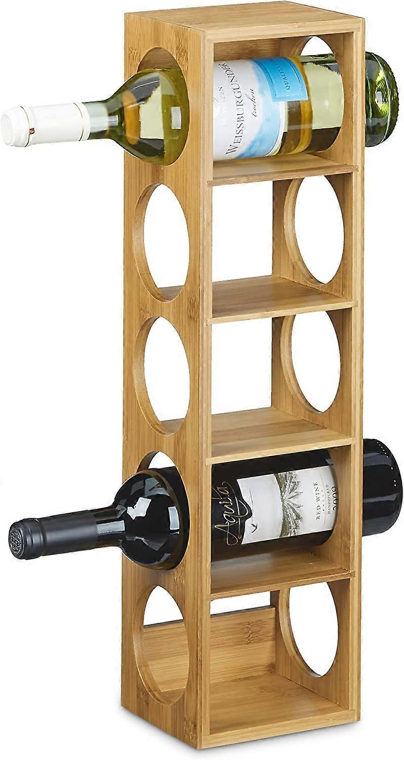 Tinor Bamboo Wine Rack 12 X 14 X 53cm 5 Slots 5 Tier Bottle Rack Wooden Wine Rack 5 Tier Bottle Rack Horizontal, Nature, Brown