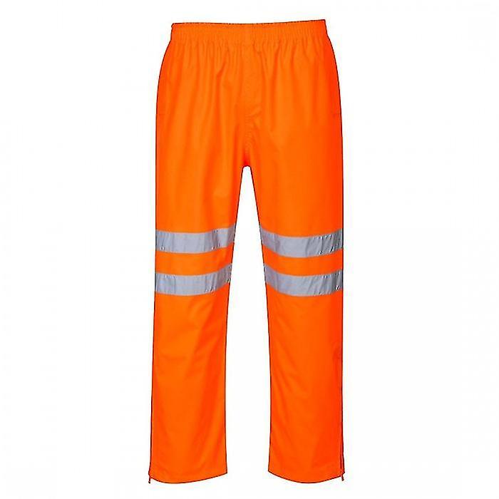 Portwest Mens Hi-Vis Breathable Rain Trousers Orange XL R