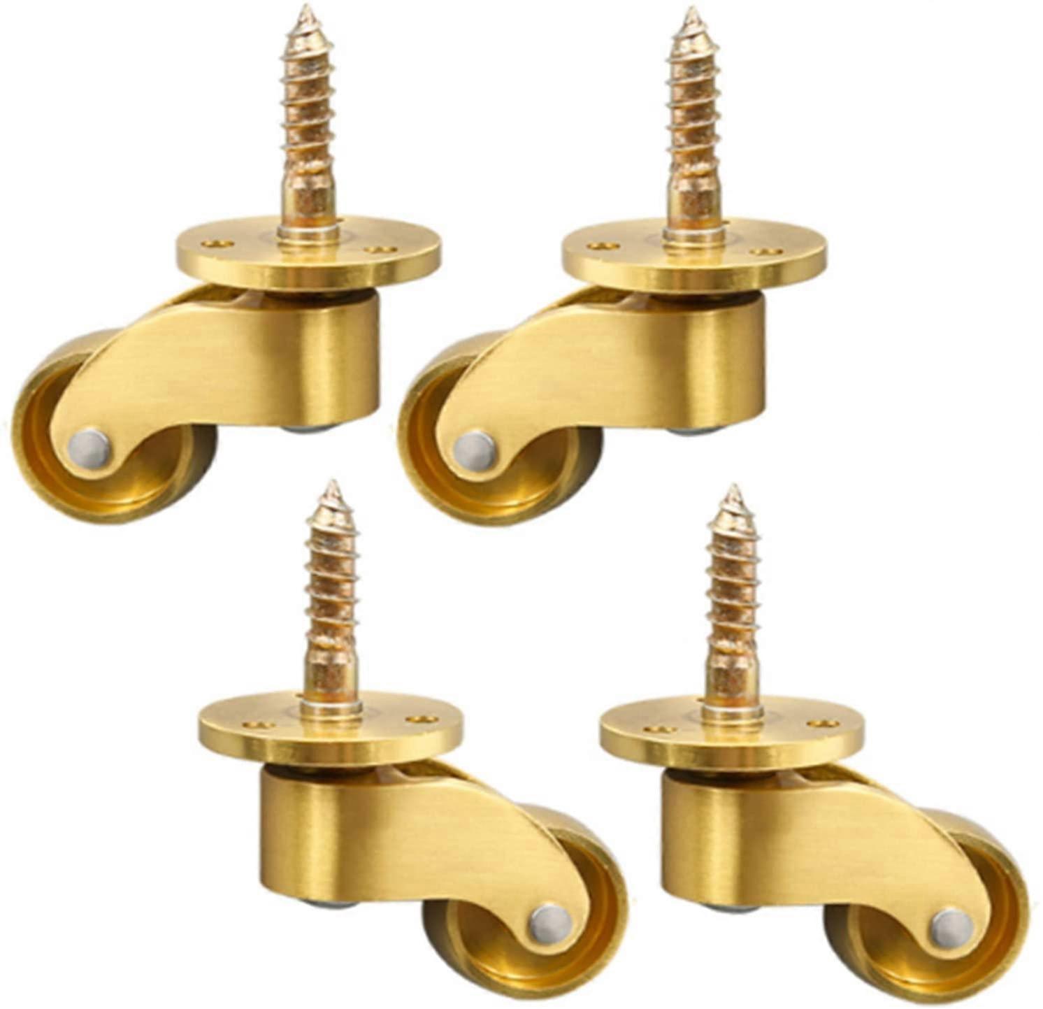 Botribas Set of 4 Solid Brass Universal Castors 360Swivel Furniture Wheels Furniture Casters 25*60mm(Diameter * Height)