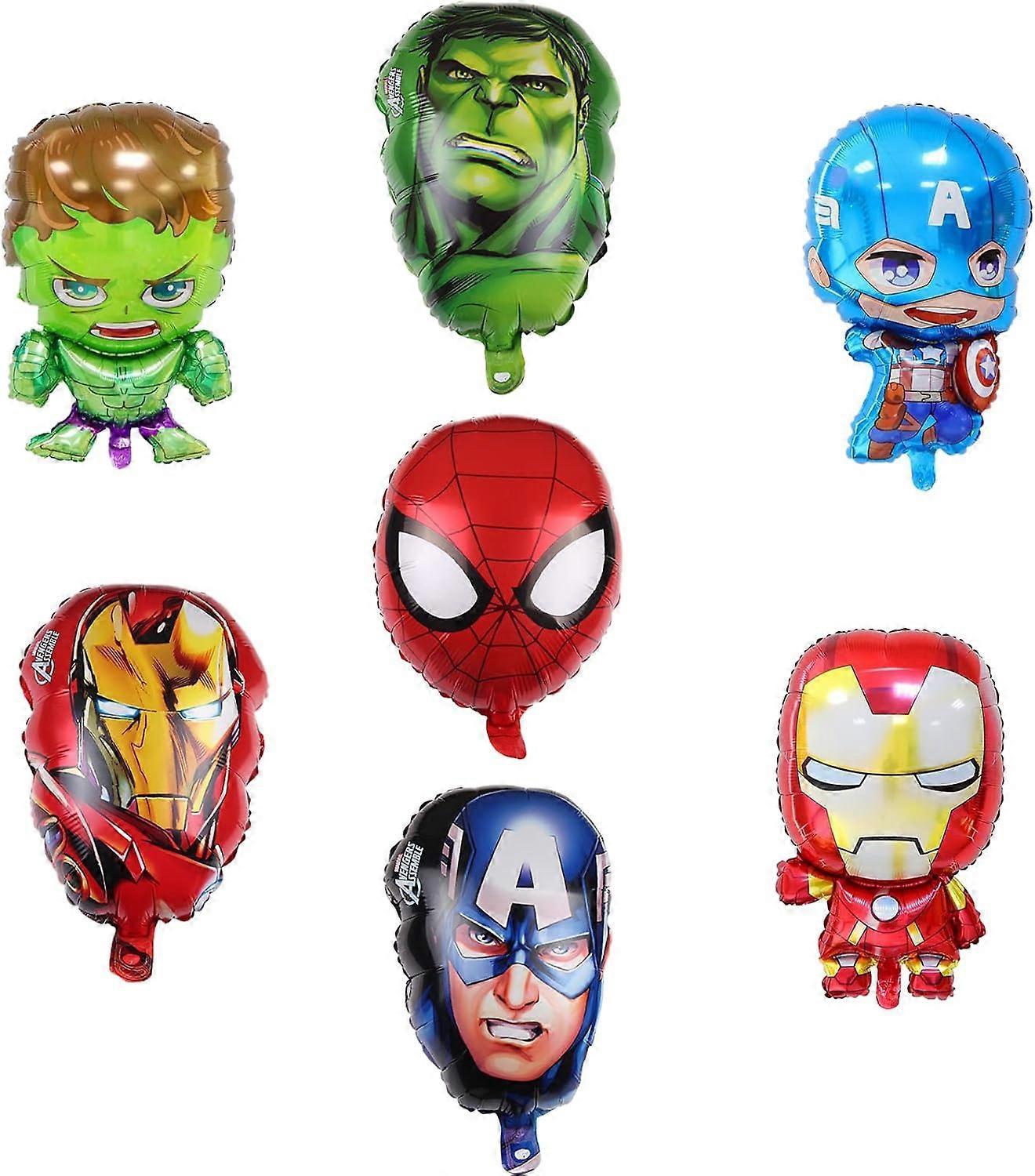 Heyone 7 pcs Superhero Balloons ZHULIA-Avengers Super Hero Theme Foil Balloons for Kids Birthday Party Supplies Decor,Perfect Party